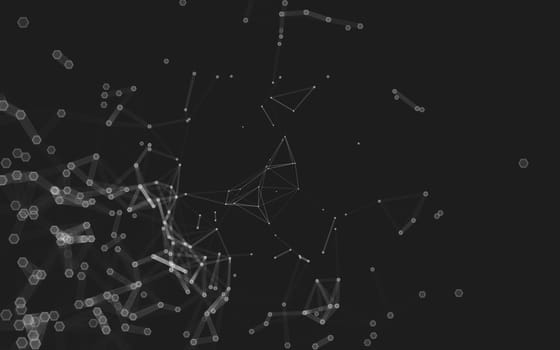 Abstract polygonal space low poly dark background with connecting dots and lines. Connection structure. 3d rendering