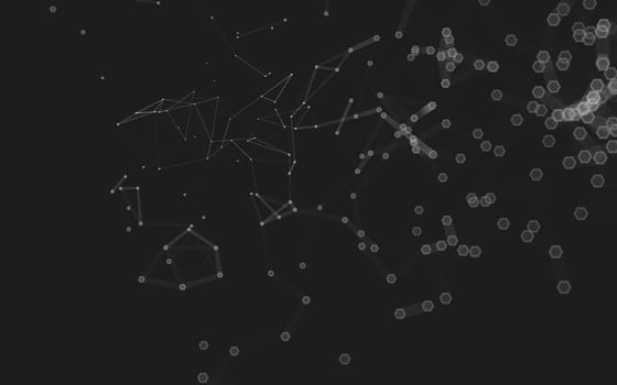 Abstract polygonal space low poly dark background with connecting dots and lines. Connection structure. 3d rendering