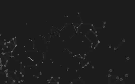 Abstract polygonal space low poly dark background with connecting dots and lines. Connection structure. 3d rendering