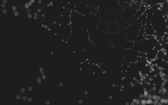 Abstract polygonal space low poly dark background with connecting dots and lines. Connection structure. 3d rendering