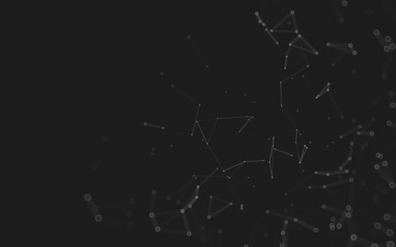 Abstract polygonal space low poly dark background with connecting dots and lines. Connection structure. 3d rendering