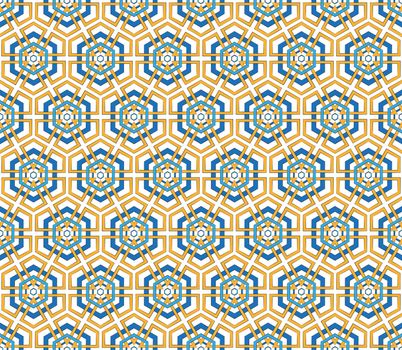 abstract background or textile Blue and orange color hexagonal pattern