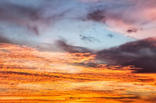 Sunset / sunrise with clouds and atmospheric effect