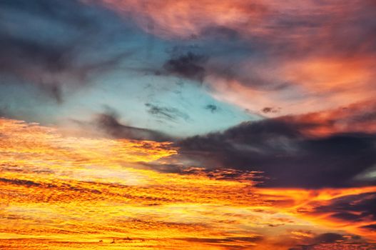 Sunset / sunrise with clouds and atmospheric effect