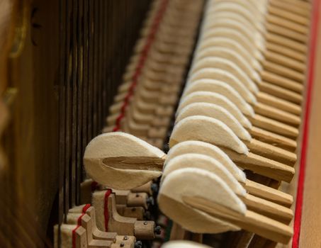 Piano mechanism closeup
