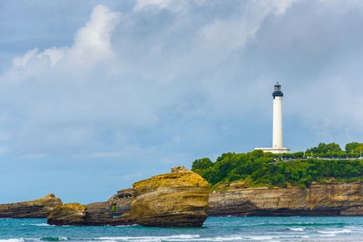 Biarritz lighthouse by a cloudy day, France