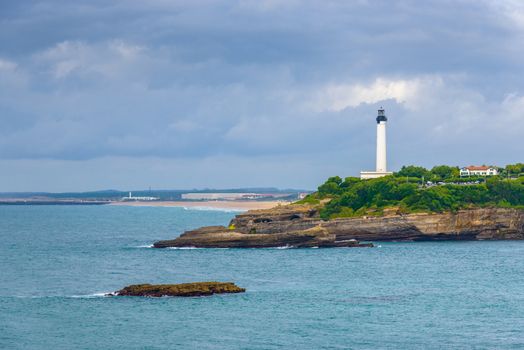 Biarritz lighthouse by a cloudy day, France