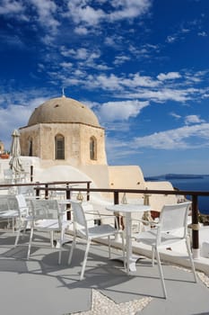 Vew of Oia village at the Island Santorini, Greece. Before sunset.