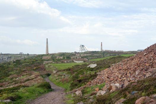 View of the historical Botallack tin mine located in West Cornwall, England, United Kingdom