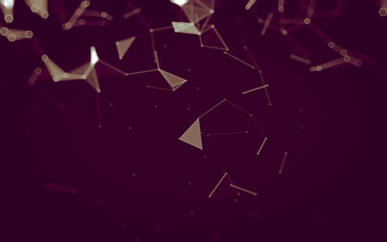 Abstract polygonal space low poly dark background with connecting dots and lines. Connection structure. 3d rendering