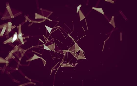 Abstract polygonal space low poly dark background with connecting dots and lines. Connection structure. 3d rendering