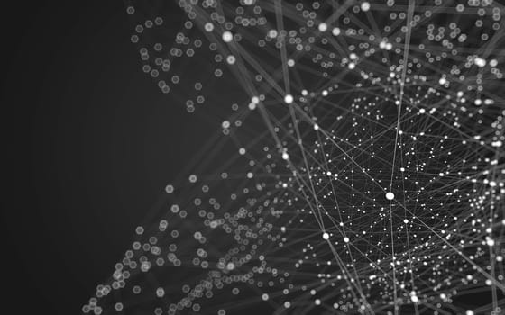 Abstract polygonal space low poly dark background with connecting dots and lines. Connection structure. 3d rendering
