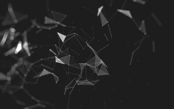 Abstract polygonal space low poly dark background with connecting dots and lines. Connection structure. 3d rendering