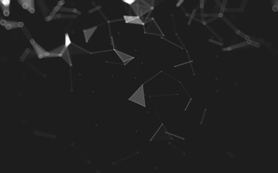 Abstract polygonal space low poly dark background with connecting dots and lines. Connection structure. 3d rendering