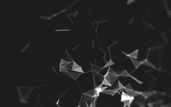 Abstract polygonal space low poly dark background with connecting dots and lines. Connection structure. 3d rendering