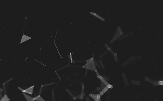 Abstract polygonal space low poly dark background with connecting dots and lines. Connection structure. 3d rendering