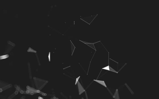 Abstract polygonal space low poly dark background with connecting dots and lines. Connection structure. 3d rendering