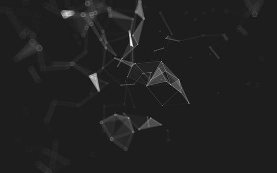 Abstract polygonal space low poly dark background with connecting dots and lines. Connection structure. 3d rendering