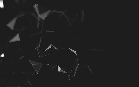 Abstract polygonal space low poly dark background with connecting dots and lines. Connection structure. 3d rendering