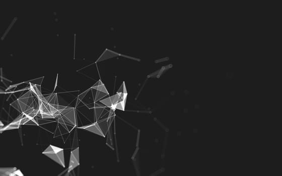 Abstract polygonal space low poly dark background with connecting dots and lines. Connection structure. 3d rendering