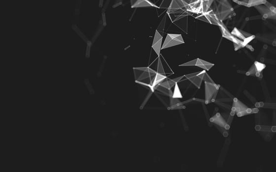 Abstract polygonal space low poly dark background with connecting dots and lines. Connection structure. 3d rendering