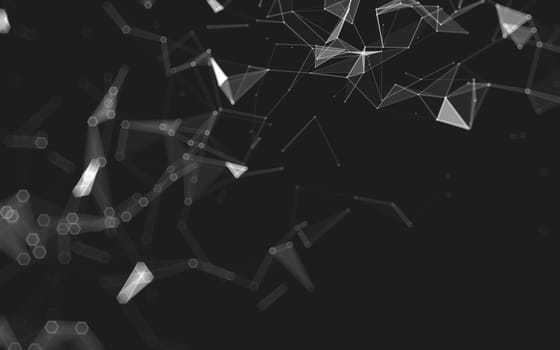 Abstract polygonal space low poly dark background with connecting dots and lines. Connection structure. 3d rendering