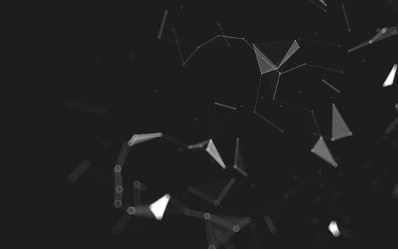 Abstract polygonal space low poly dark background with connecting dots and lines. Connection structure. 3d rendering