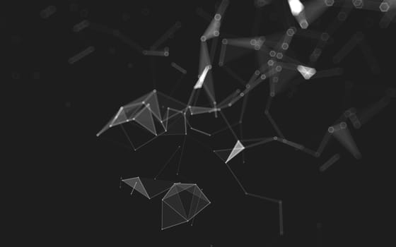 Abstract polygonal space low poly dark background with connecting dots and lines. Connection structure. 3d rendering