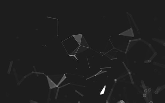 Abstract polygonal space low poly dark background with connecting dots and lines. Connection structure. 3d rendering