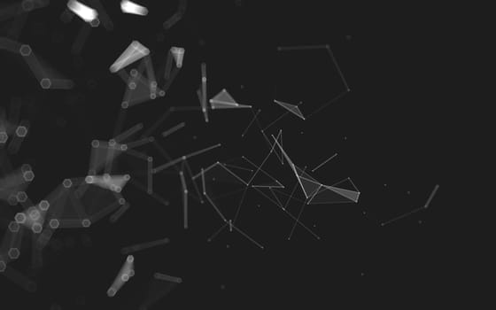 Abstract polygonal space low poly dark background with connecting dots and lines. Connection structure. 3d rendering