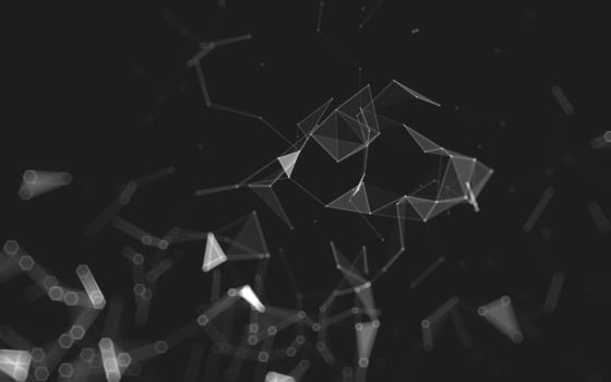 Abstract polygonal space low poly dark background with connecting dots and lines. Connection structure. 3d rendering