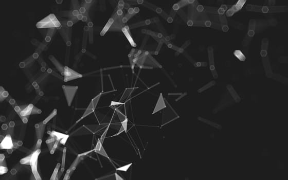 Abstract polygonal space low poly dark background with connecting dots and lines. Connection structure. 3d rendering