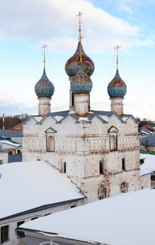 Old monastery belfry in Rostov city, Russia