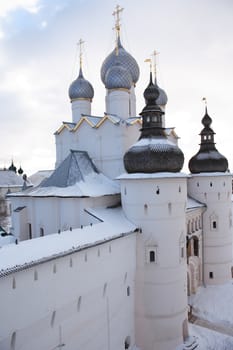 Old monastery belfry in Rostov city, Russia