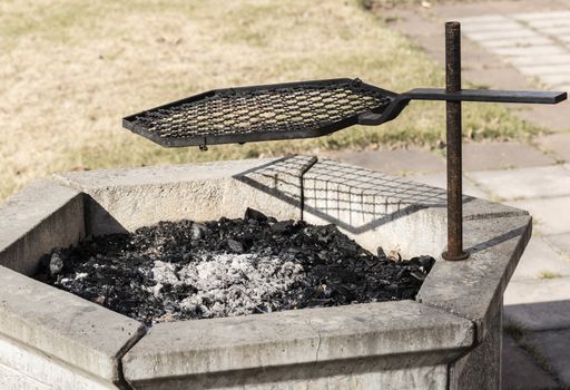 Big Stationary Barbecue Grill outdoor.