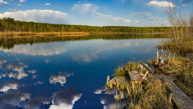 In the evening before sunset on a beautiful lake