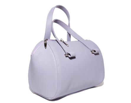 The photograph shows a female handbag on a white background