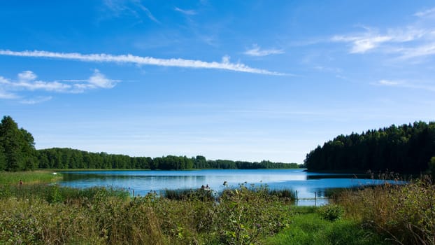 blue lake and a blue sky