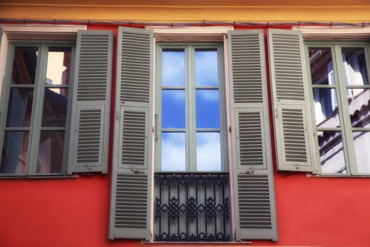 Reflection Of Clouds And Sky In Windows in Roquebrune-Cap-Martin, France