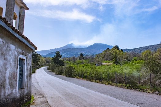 The church under volcano Etna in sicily - Italy.