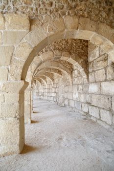 View of historical old ancient city of Aspendos in Antalya.