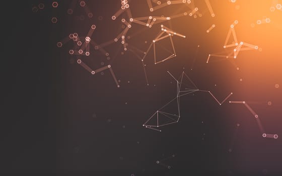 Abstract polygonal space low poly dark background with connecting dots and lines. Connection structure. 3d rendering