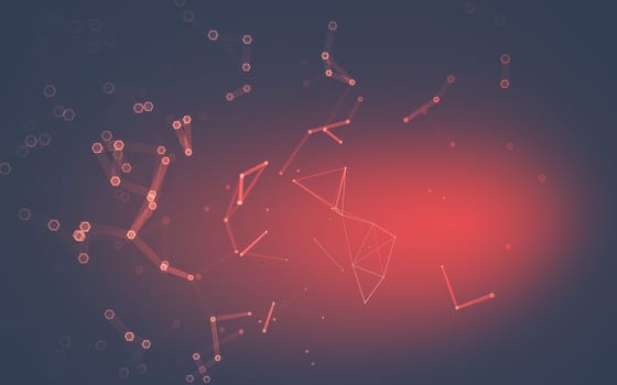 Abstract polygonal space low poly dark background with connecting dots and lines. Connection structure. 3d rendering