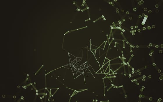 Abstract polygonal space low poly dark background with connecting dots and lines. Connection structure. 3d rendering