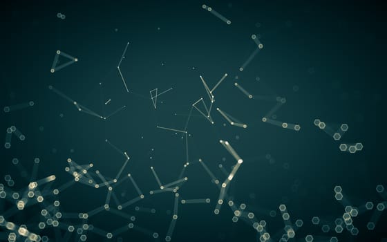 Abstract polygonal space low poly dark background with connecting dots and lines. Connection structure. 3d rendering