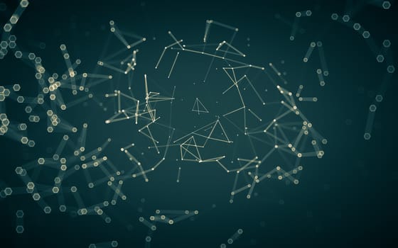 Abstract polygonal space low poly dark background with connecting dots and lines. Connection structure. 3d rendering