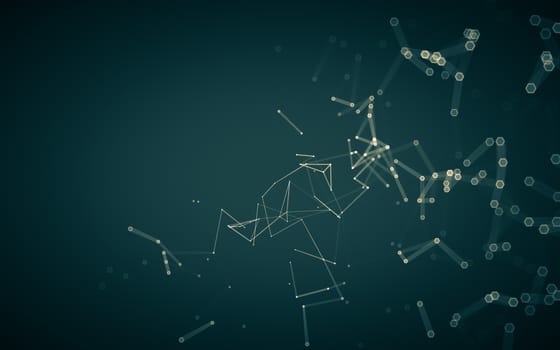 Abstract polygonal space low poly dark background with connecting dots and lines. Connection structure. 3d rendering