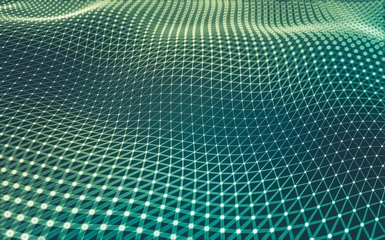 Abstract polygonal space low poly dark background with connecting dots and lines. Connection structure. 3d rendering