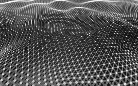 Abstract polygonal space low poly dark background with connecting dots and lines. Connection structure. 3d rendering