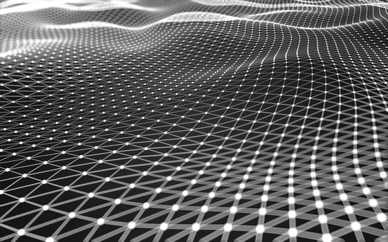 Abstract polygonal space low poly dark background with connecting dots and lines. Connection structure. 3d rendering